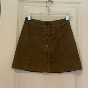 Madewell Dark Green Front-Snap Mini Skirt